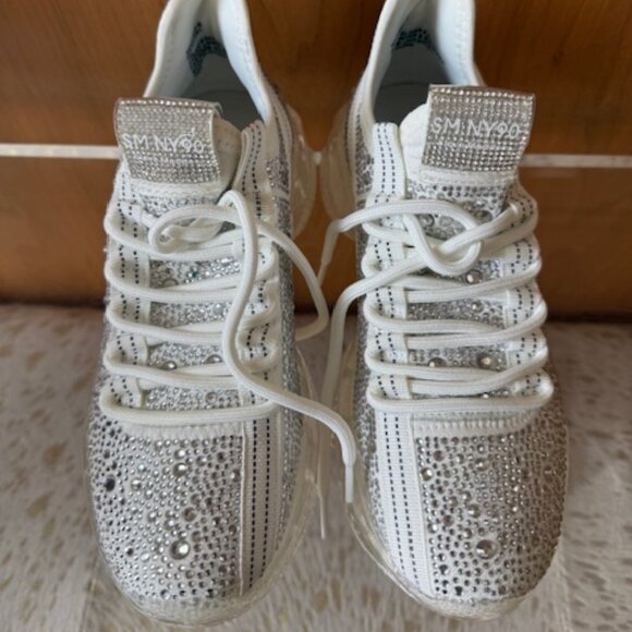 NWB Steve Madden Maxima White Rhinestone Sneakers - Size 7 - Picture 3 of 11